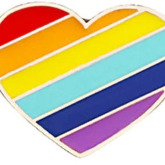 Pride Heart Shaped Rainbow Pin Brooch - Picture 1 of 3